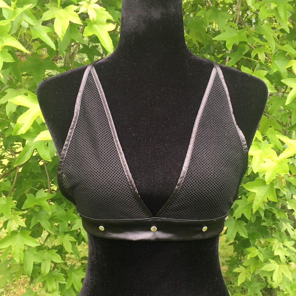Black Mesh Halter Top